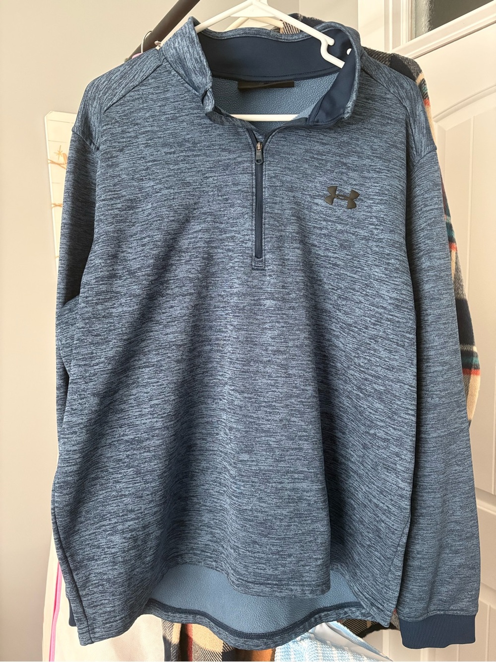 Under Armour Heather Navy Blue ColdGear Quarter-Zip Hoodie